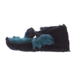 Prada Leather Tassel accents Moccasins. Fuzzy slipper style